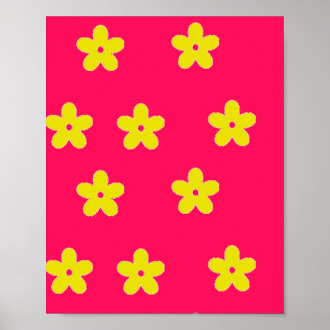 Affiche Modèle floral jaune rose (Devant)