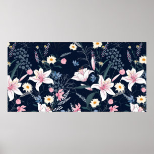 Affiche Modèle Floral tendance dans les nombreuses sortes 