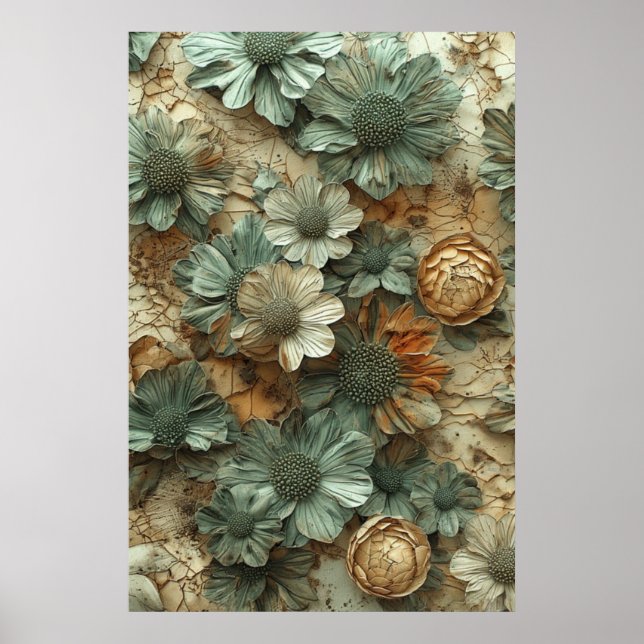 Affiche Modèle floral vintage séché : Botanique texturé (Devant)