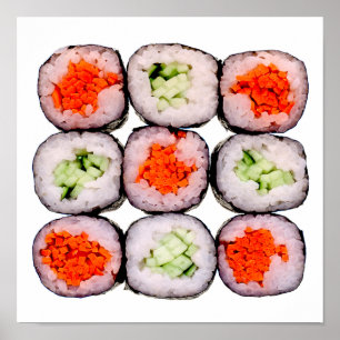 Affiche Modèle japonais de nourriture de Rolls de sushi