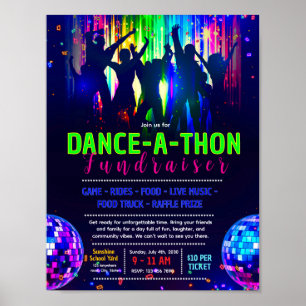 Affiche Modèle modifiable de flyer de dance-a-thon lumineu
