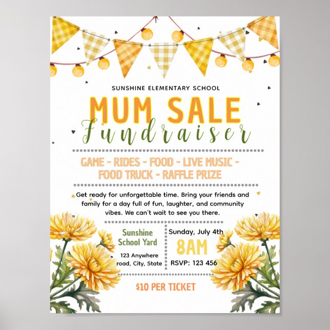 Affiche Modèle modifiable de flyer de vente de fundraiser  (Devant)
