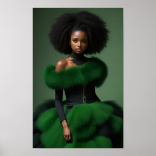 Affiche Modèle noir haute mode femme belle