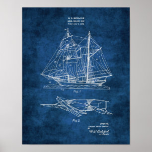 Affiche Modèle Plan de bateau à voile #2 Décor nautique