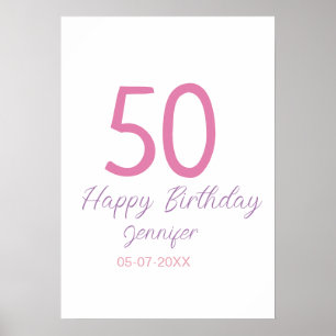 Affiche modèle rose anniversaire 50 ans ajoutez nom date a