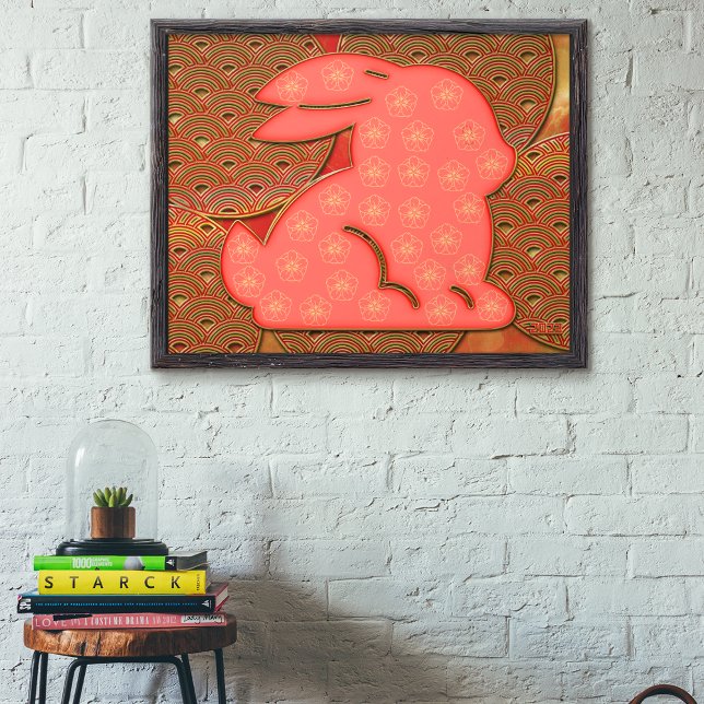 Affiche Modèle Rouge Or 2023 Lapin Nouvel An Chinois (Créateur téléchargé)