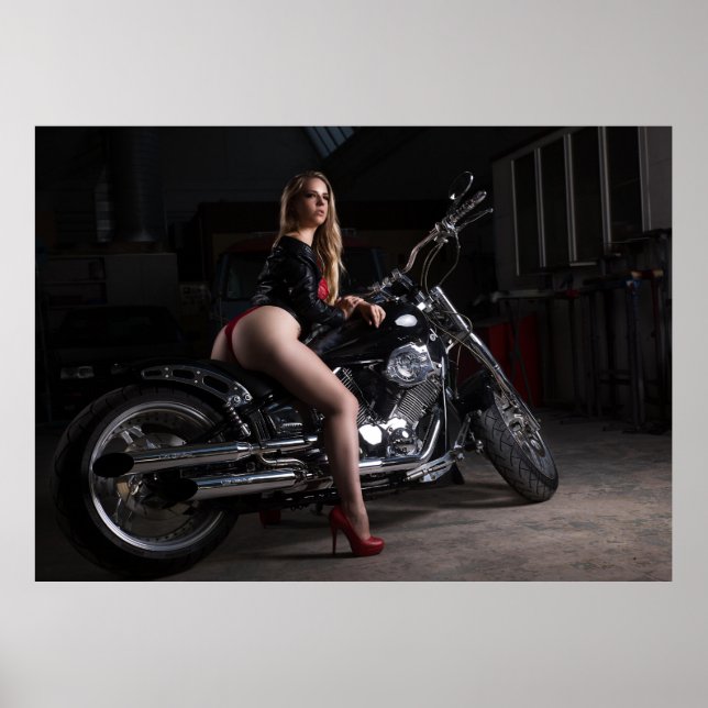 Affiche Modèle sexy sur l'affiche de moto (Devant)