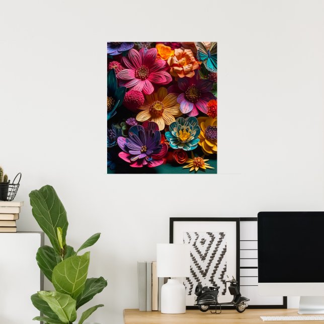 Affiche Modèles de fleurs (Bureau à domicile)