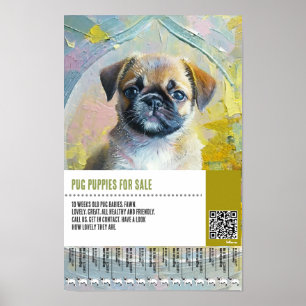Affiche Modèles de flyers pour la vente de chiots Pug