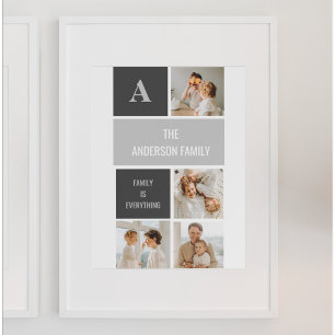 Affiche Moden 3Collage Photo & Grey Meilleur Cadeau Famili