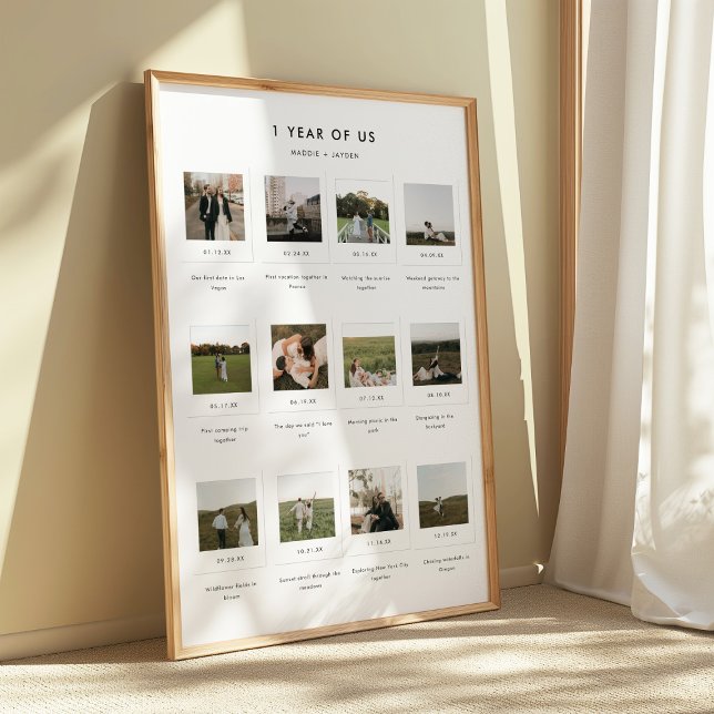 Affiche Modern 1st Anniversary 12 Photo Custom Couple (Créateur téléchargé)