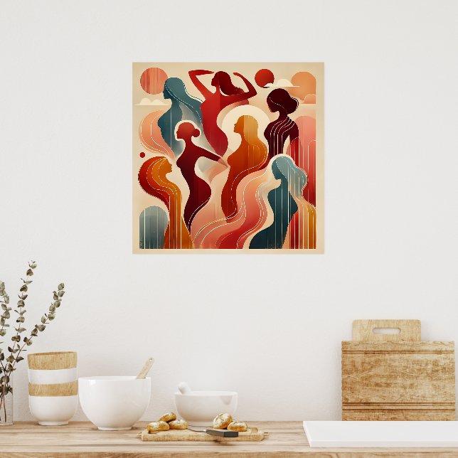 Affiche Modern Abstract Art Celebrating Women Empowerment (Cuisine)