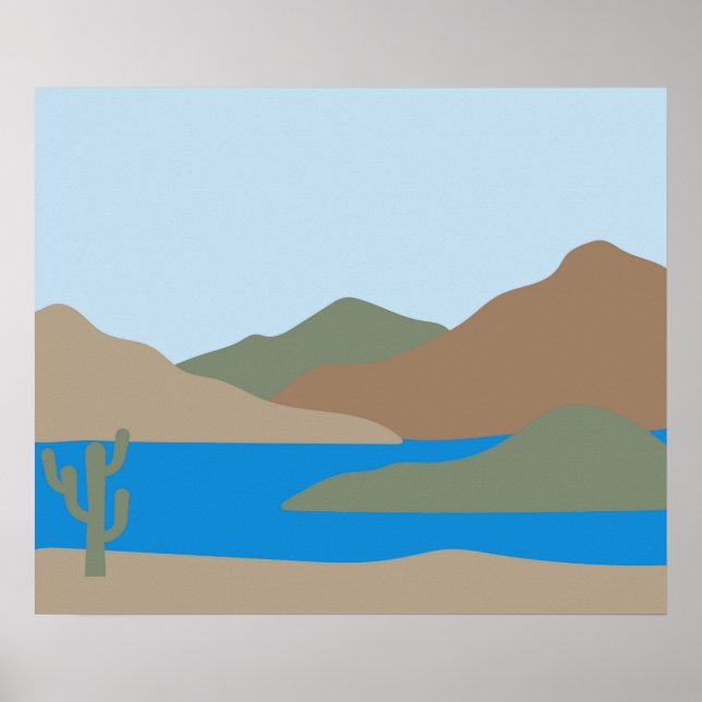 Affiche Modern Abstract Desert Ocean Beach Landscape Mid  (Devant)