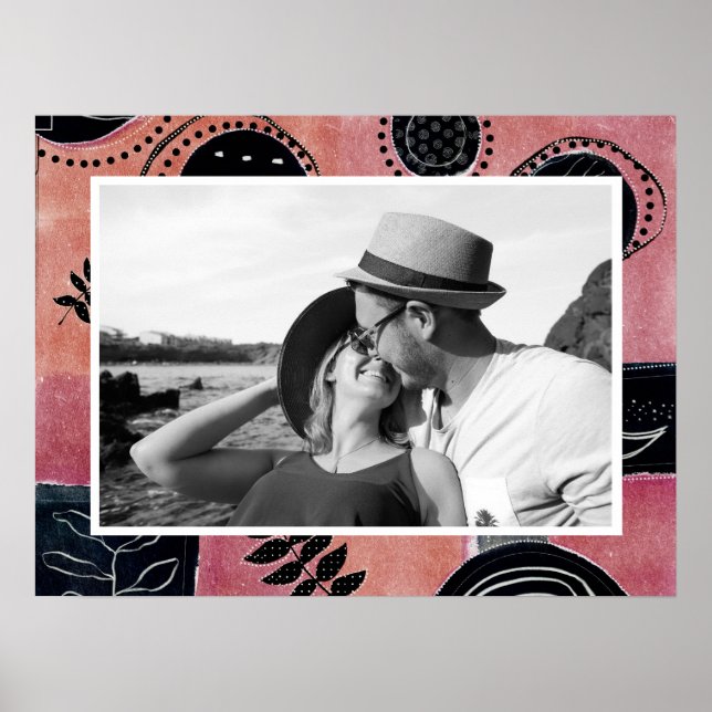 Affiche Modern Abstract Pink and Black Botanical Photo (Devant)