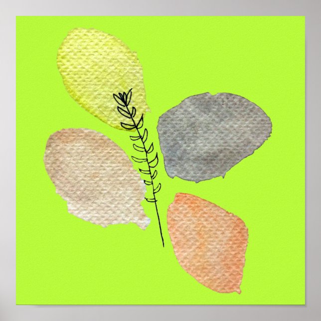 Affiche Modern Aesthetic watercolor leaf (Devant)