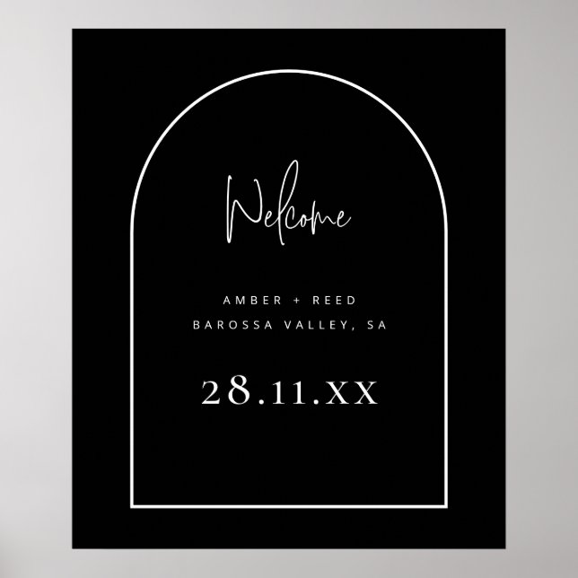 Affiche Modern Arch Retro Minimalist Script Black Wedding (Devant)