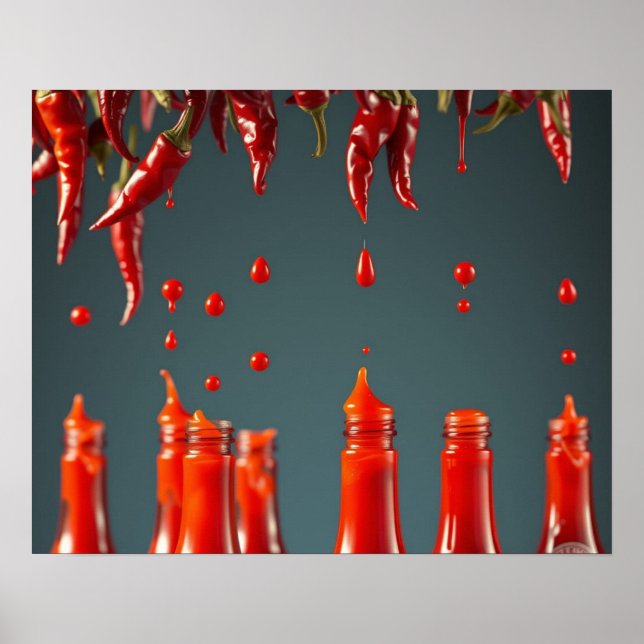 Affiche Modern Art Chili Pepper Hot Sauce Mexican Decor (Devant)