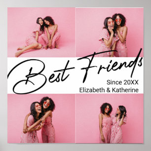 Affiche Modern Best Friends 4 Photo Collage Cadeau