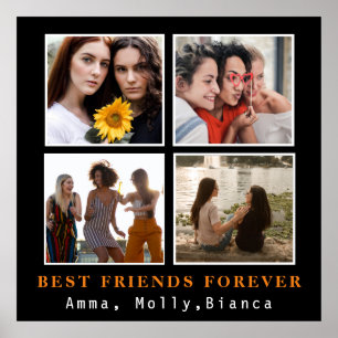 Affiche Modern Best Friends Forever Photo Collage   Bestie