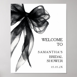 Affiche Modern Black Bow Bridal Shower Welcome Sign
