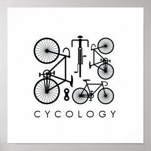 Affiche Modern Black & White Bicycle Pattern