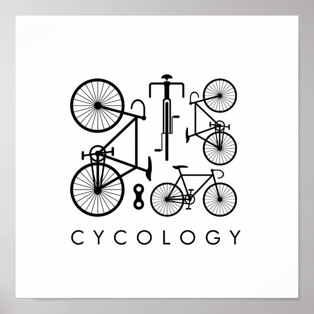 Affiche Modern Black & White Bicycle Pattern (Devant)