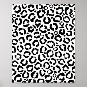 Affiche Modern Black White Leopard Animal Print Pattern