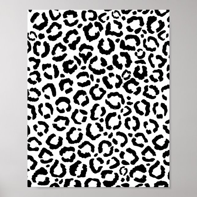 Affiche Modern Black White Leopard Animal Print Pattern (Devant)
