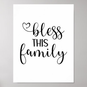 Affiche Modern bless this family quote typography 
