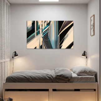 Affiche Modern Blue and Cream Abstract Dynamics