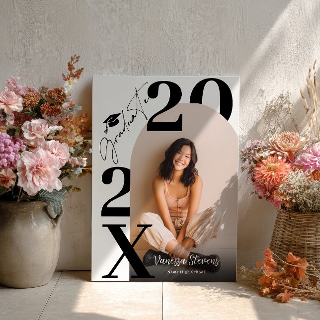 Affiche Modern Bold Black white Trendy photo graduation (Modern Bold Black white Trendy photo graduation Poster)