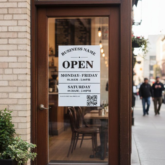 Affiche Modern Business opening hours logo and qr code (Créateur téléchargé)