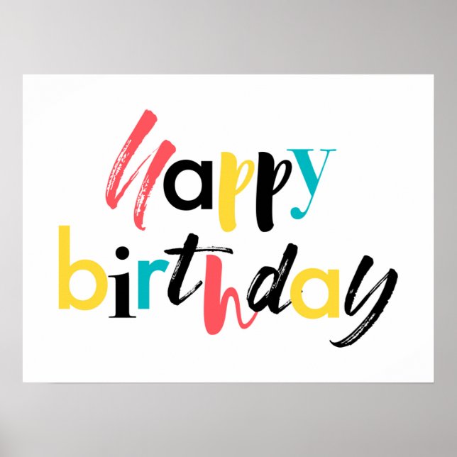 Affiche Modern, cheerful design of "Happy Birthday" (Devant)