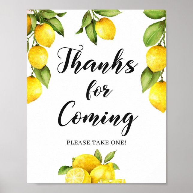Affiche Modern Citrus Lemons Thanks For Coming Sign (Devant)