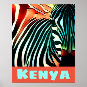 Affiche Modern Creative Wildlife Zebra Art Kenya Travel