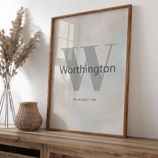 Affiche Modern Custom Family Last Name Wall Art Neutral 