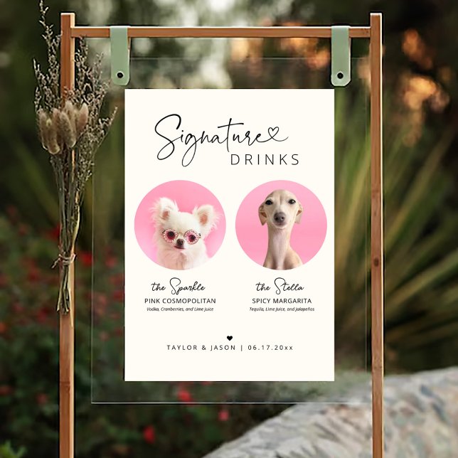Affiche Modern Dog Signature Drinks | Wedding Sign Bar (Créateur téléchargé)