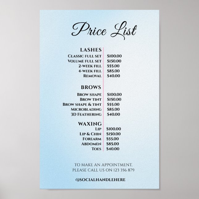 Affiche Modern Elegant Beauty Salon Price List (Devant)