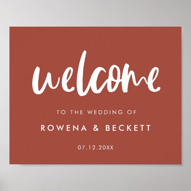 Affiche Modern elegant burnt brick Wedding welcome (Devant)