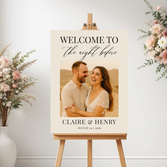 Affiche Modern Elegant Rehearsal Dinner Photo Welcome Sign (Créateur téléchargé)