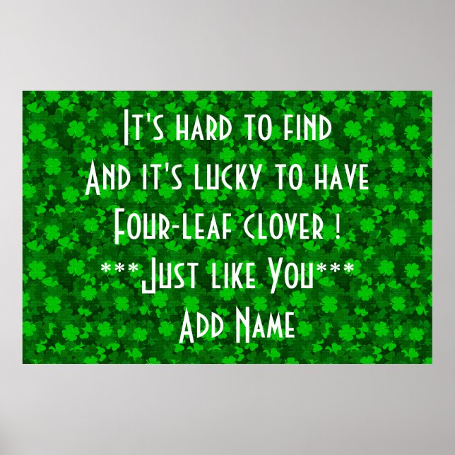 Affiche Modern Four Leaf Clover Floral (Devant)