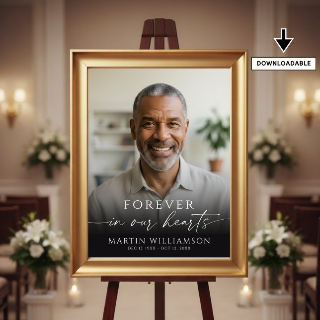 Affiche Modern Funeral Photo Script Welcome Sign (Créateur téléchargé)