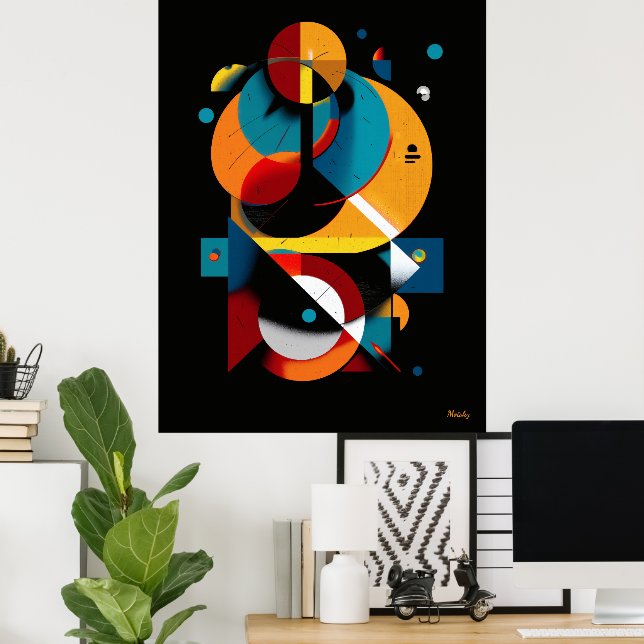 Affiche Modern Geometric Abstraction – Bauhaus Orbit (Bureau à domicile)