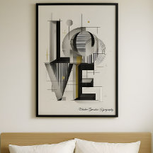 Modern Geometric LOVE Typography Abstract Art