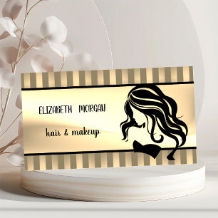 Affiche Modern Girl Silhouette,Stripes,Hair ,Makeup