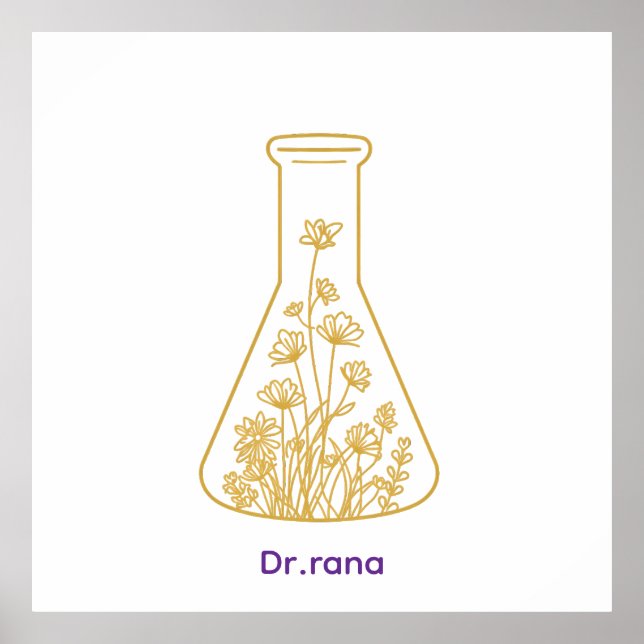 Affiche Modern Gold Chemistry Flask Floral Art - Custom Na (Devant)
