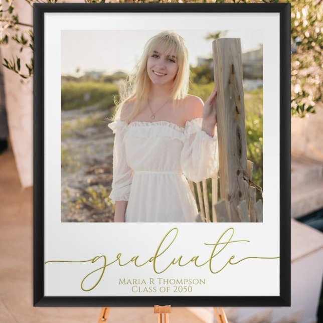 Affiche Modern Graduation Photo Elegant Gold Script (Créateur téléchargé)