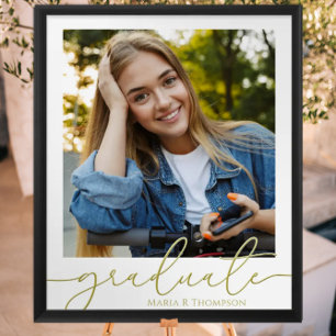 Affiche Modern Graduation Photo Minimalist Gold Script