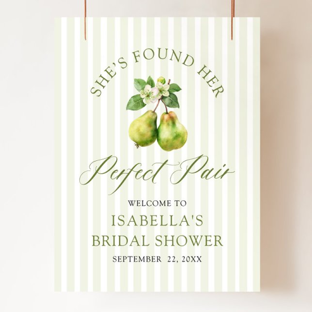 Affiche Modern Green Gingham Perfect Pair Bridal Shower (Modern Green Gingham Perfect Pair Bridal Shower Welcome Sign)
