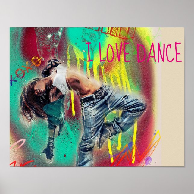 Affiche Modern hip hop dancer teenage girl  room (Devant)